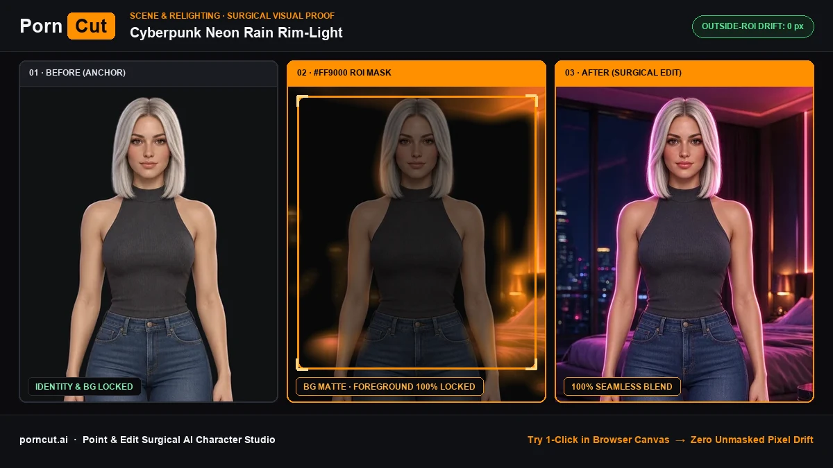 Cyberpunk Neon Rain Penthouse Window & Rim Relighting