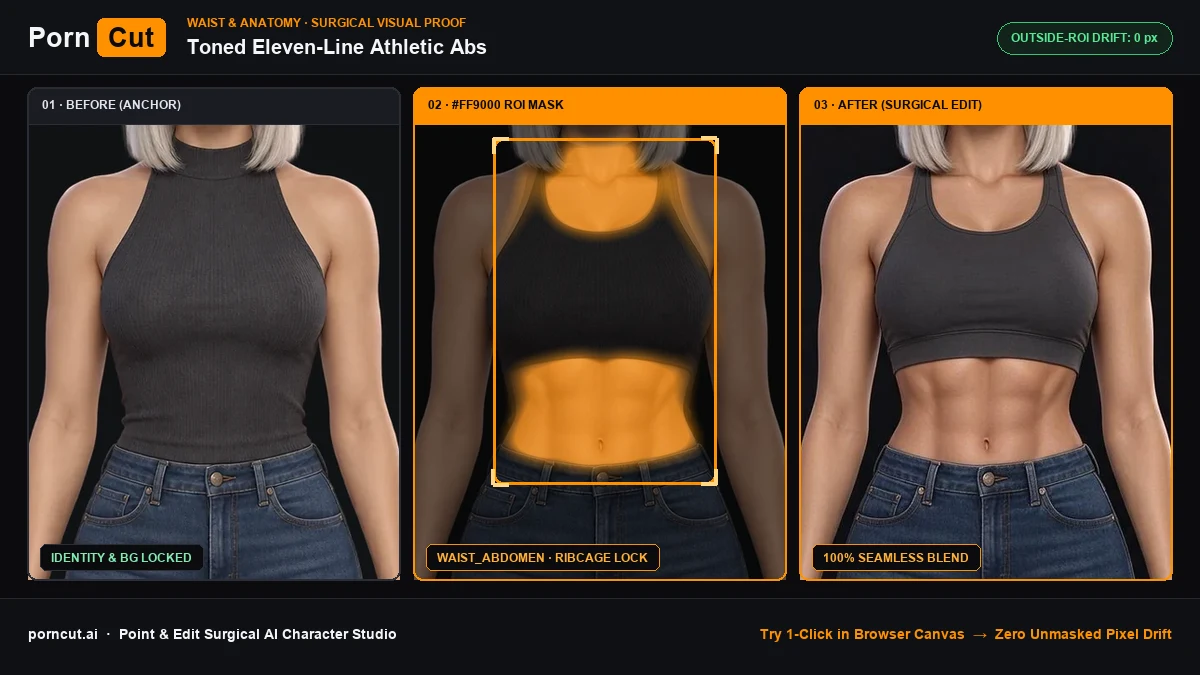 Toned Eleven-Line Athletic Midriff & Abs Sculpt