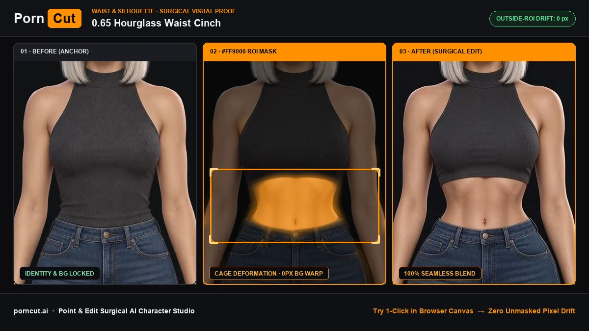 0.65 Hourglass Waist Cinch with Zero Background Warp